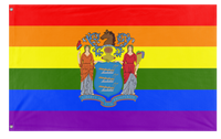 A mockup of the custom flag 'New Jersey Pride Flag' on a white background