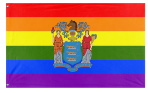 A mockup of the custom flag 'New Jersey Pride Flag' on a white background