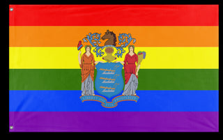 A mockup of the custom flag 'New Jersey Pride Flag' on a white background