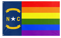 A mockup of the custom flag 'North Carolina Pride Flag' on a white background