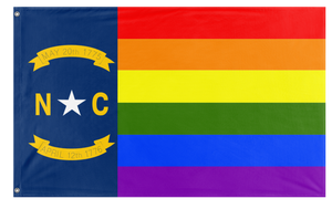 A mockup of the custom flag 'North Carolina Pride Flag' on a white background
