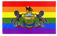 A mockup of the custom flag 'Pennsylvania Pride Flag' on a white background