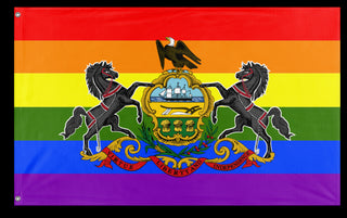 A mockup of the custom flag 'Pennsylvania Pride Flag' on a white background