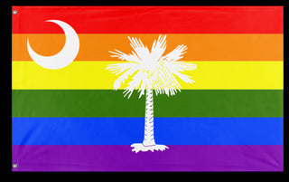 A mockup of the custom flag 'South Carolina Pride Flag' on a white background