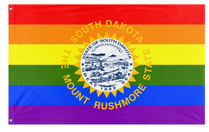 A mockup of the custom flag 'South Dakota Pride Flag' on a white background