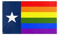 A mockup of the custom flag 'Texas Pride Flag' on a white background