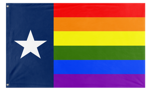A mockup of the custom flag 'Texas Pride Flag' on a white background