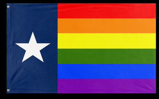 A mockup of the custom flag 'Texas Pride Flag' on a white background