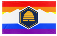 A mockup of the custom flag 'Utah Pride Flag' on a white background