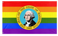 A mockup of the custom flag 'Washington Pride Flag' on a white background