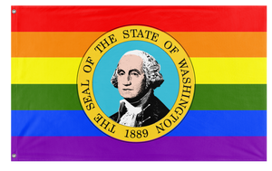 A mockup of the custom flag 'Washington Pride Flag' on a white background