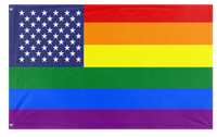 A mockup of the custom flag 'United States Pride Flag' on a white background