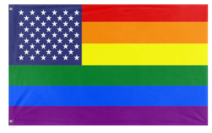 A mockup of the custom flag 'United States Pride Flag' on a white background