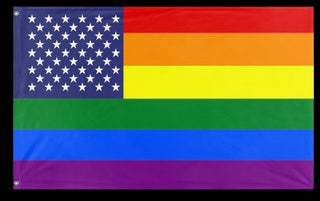 A mockup of the custom flag 'United States Pride Flag' on a white background