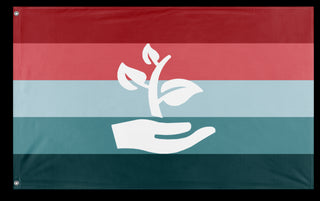 A mockup of the custom flag 'PTSD Pride Flag' on a white background