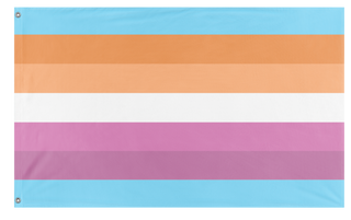 A mockup of the custom flag 'trans lesbian flag' on a white background