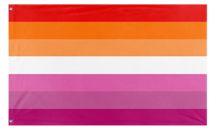A mockup of the custom flag 'lesbian flag orange flag' on a white background