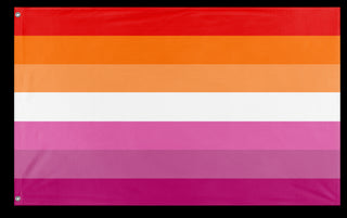 A mockup of the custom flag 'lesbian flag orange flag' on a white background