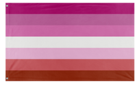 A mockup of the custom flag 'pink lesbian flag' on a white background