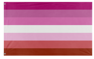 A mockup of the custom flag 'pink lesbian flag' on a white background