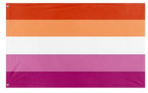 A mockup of the custom flag '5 stripe lesbian flag' on a white background