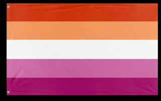 A mockup of the custom flag '5 stripe lesbian flag' on a white background