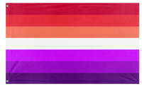 A mockup of the custom flag 'asexual lesbian flag' on a white background