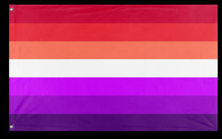 A mockup of the custom flag 'asexual lesbian flag' on a white background