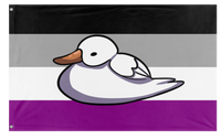 A mockup of the custom flag 'Ace Duck Flag' on a white background