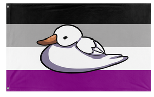 A mockup of the custom flag 'Ace Duck Flag' on a white background