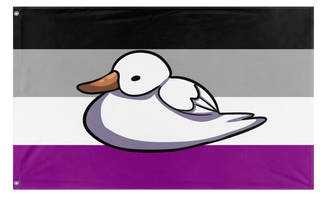 A mockup of the custom flag 'Ace Duck Flag' on a white background