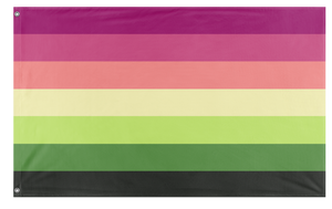 A mockup of the custom flag 'aromantic lesbian flag' on a white background