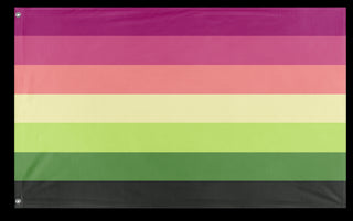 A mockup of the custom flag 'aromantic lesbian flag' on a white background