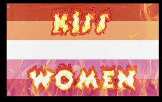 A mockup of the custom flag 'aggressive lesbian flag' on a white background