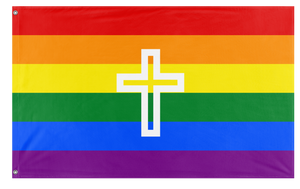 A mockup of the custom flag 'Christian Pride Flag' on a white background