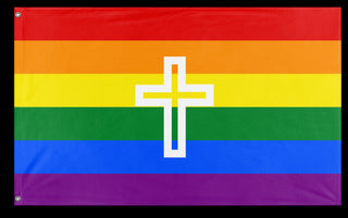 A mockup of the custom flag 'Christian Pride Flag' on a white background