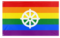 A mockup of the custom flag 'Buddhist Pride Flag' on a white background