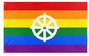A mockup of the custom flag 'Buddhist Pride Flag' on a white background