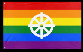 A mockup of the custom flag 'Buddhist Pride Flag' on a white background