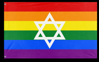 A mockup of the custom flag 'Jewish Pride Flag' on a white background