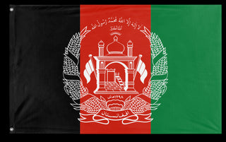 A mockup of the custom flag 'Flag of Afghanistan flag' on a white background