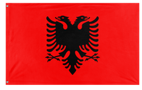 A mockup of the custom flag 'Flag of Albania flag' on a white background