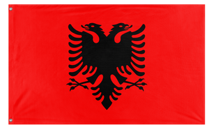 A mockup of the custom flag 'Flag of Albania flag' on a white background
