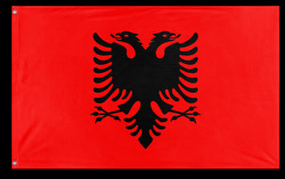 A mockup of the custom flag 'Flag of Albania flag' on a white background