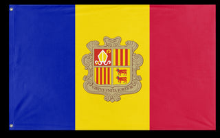 A mockup of the custom flag 'Flag of Andorra flag' on a white background