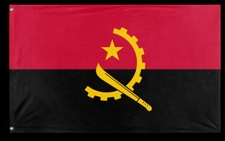 A mockup of the custom flag 'Flag of Angola flag' on a white background