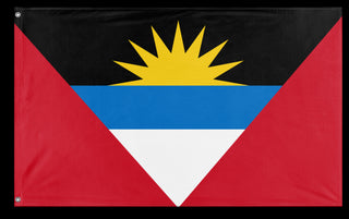 A mockup of the custom flag 'Flag of Antigua and Barbuda flag' on a white background