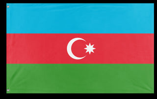 A mockup of the custom flag 'Flag of Azerbaijan flag' on a white background