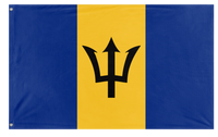 A mockup of the custom flag 'Flag of Barbados flag' on a white background