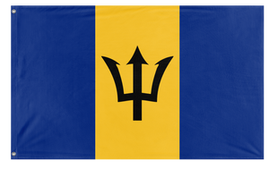 A mockup of the custom flag 'Flag of Barbados flag' on a white background